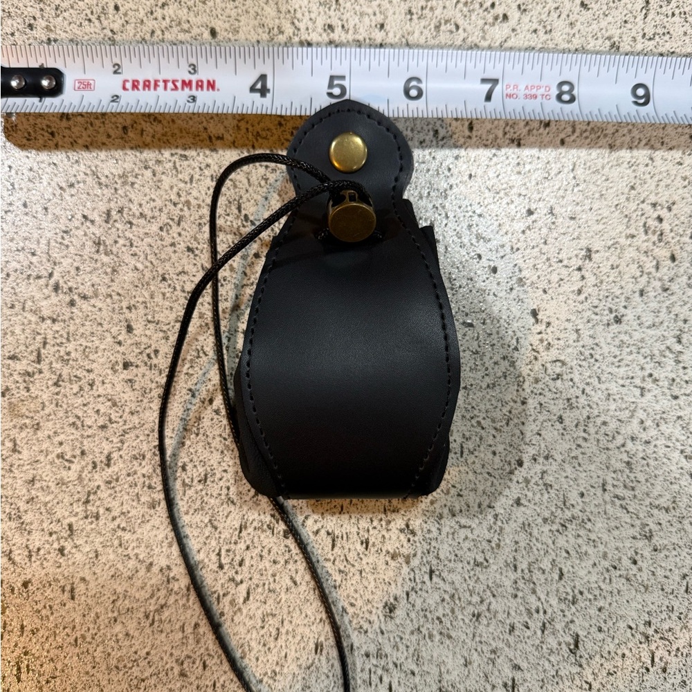 Black Leather Dice Pouch with Brass Closure